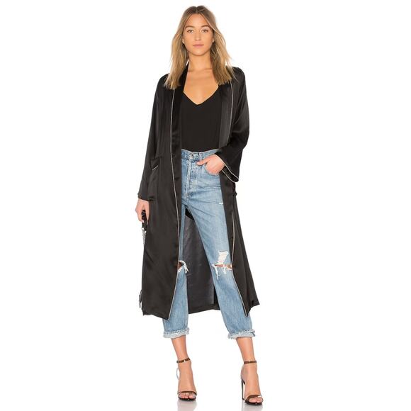 CAMI NYC x RevolveThe Harlow 100% Silk Kimono In Black NWT Size L